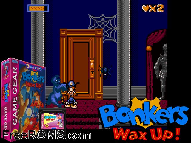 Bonkers Wax Up! Game Gear game showing 3D box cover and gameplay screenshot